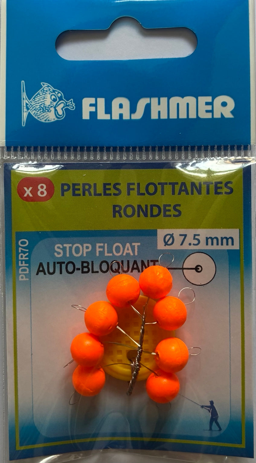 Packaging perles flottantes rondes 7,5 mm orange Flashmer