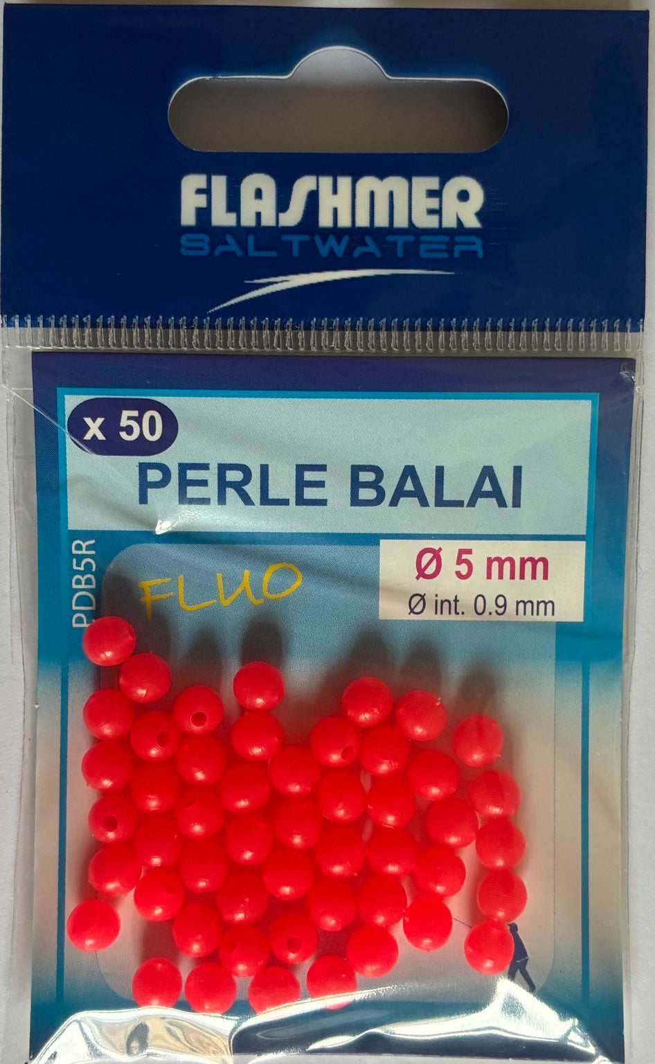 Packaging perles balai rouge fluo Flashmer 5 mm