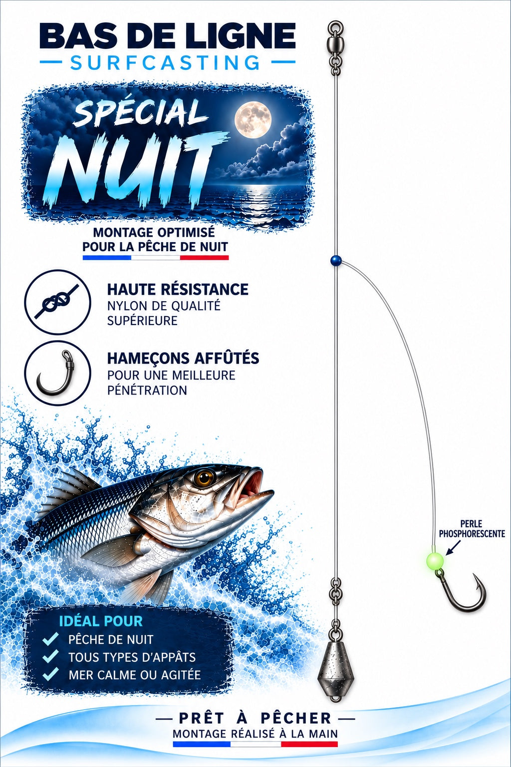 Bas de ligne CAP Surfcasting Spécial Nuit 1 Empile