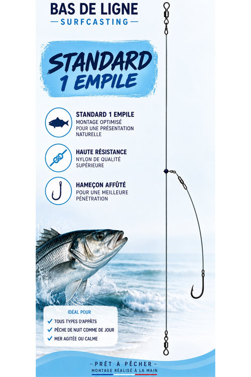 Bas de ligne Standard 1 Empile CAP Surfcasting