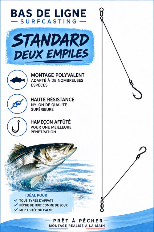 Bas de ligne Standard 2 Empiles CAP Surfcasting